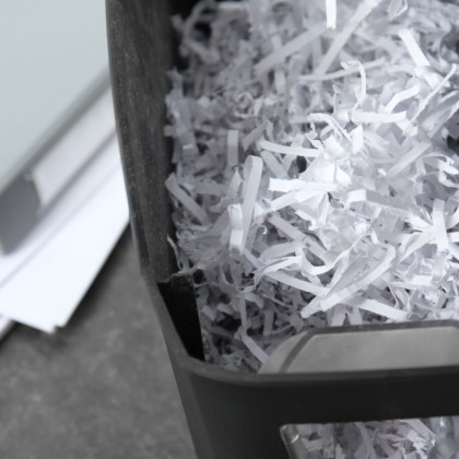 A bin full of shredded paper