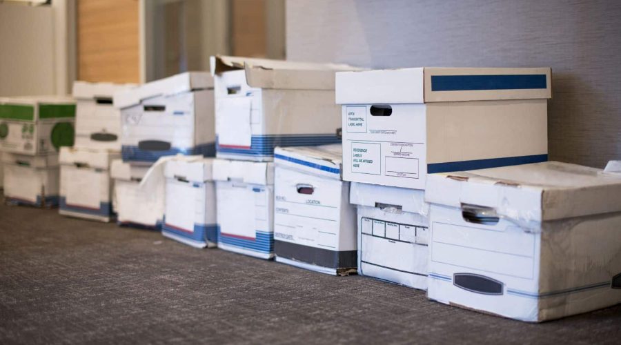 Banker boxes of documents